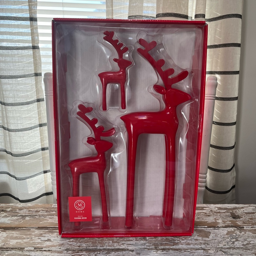 Martha Stewart red reindeer set of three